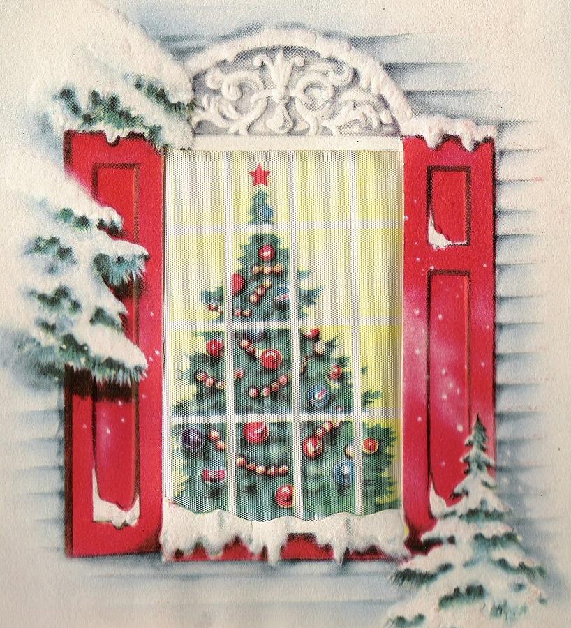 Christmas Tree Through Window  Acrylic Painting for Beginners