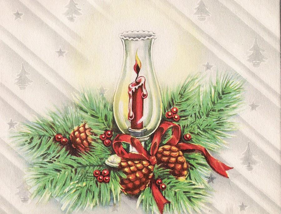 Christmas illustration 626 - candle inside glass Painting by Bellavista ...