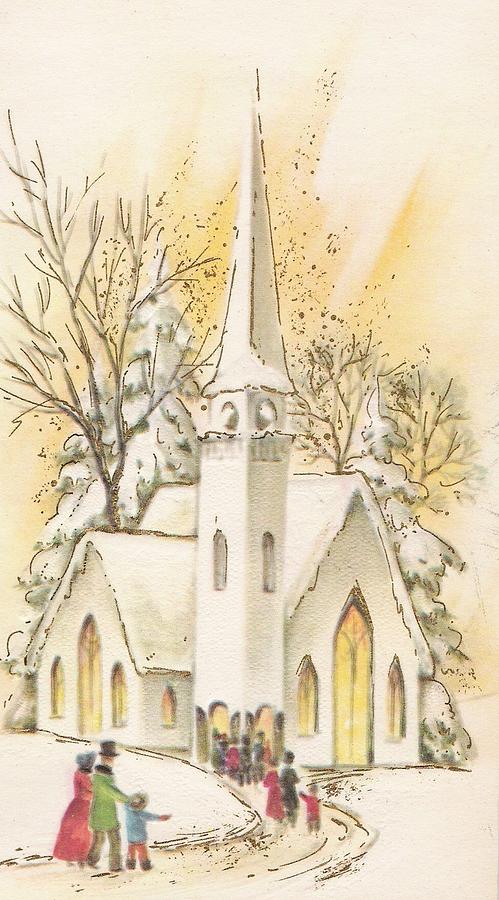 Christmas Illustration 82  christmas church and people Painting by  Bellavista Gallery  Pixels