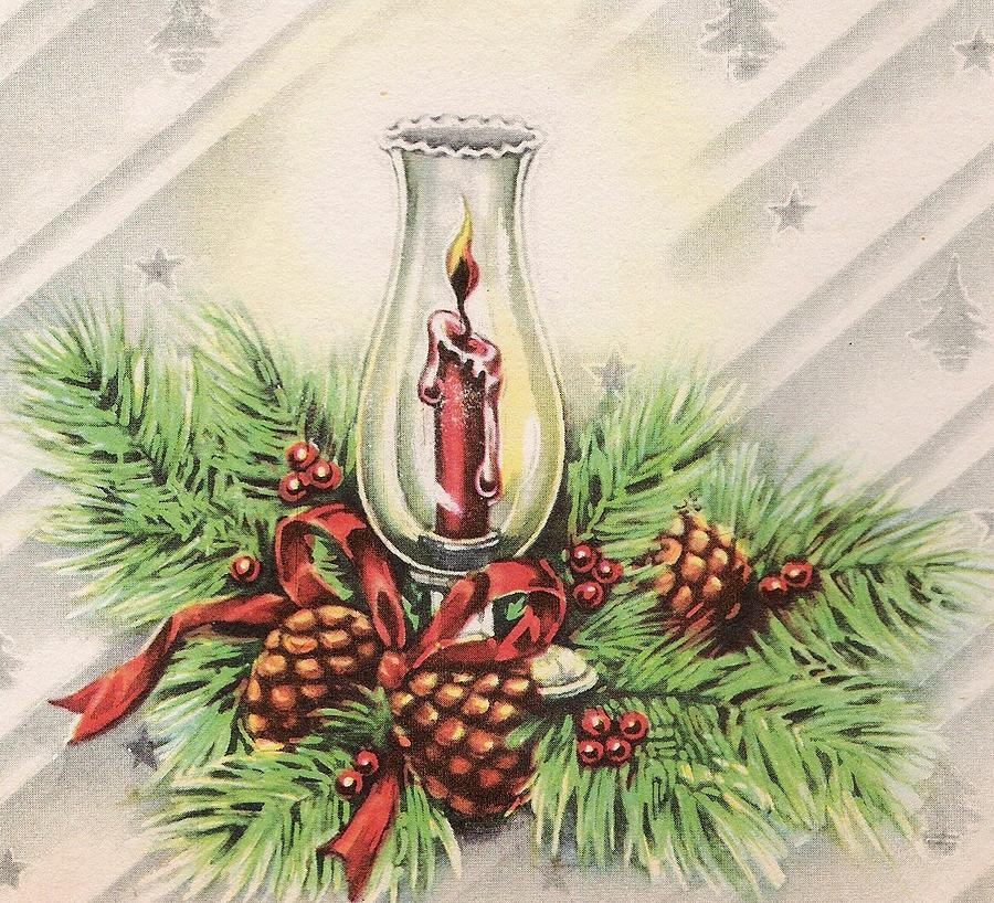 Christmas Illustration 934 - Vintage Christmas Cards - Christmas Candle ...