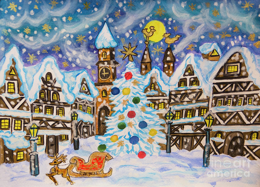 Christmas in Europe Painting by Irina Afonskaya