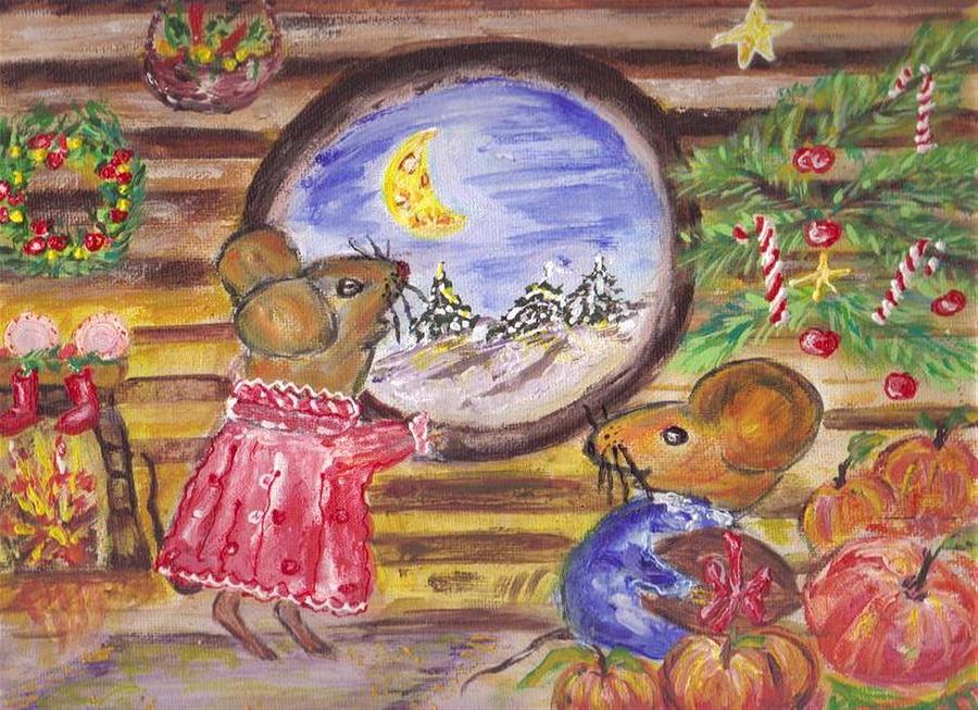 Mouse Painting - Christmas in Miceland  by Mary Sedici