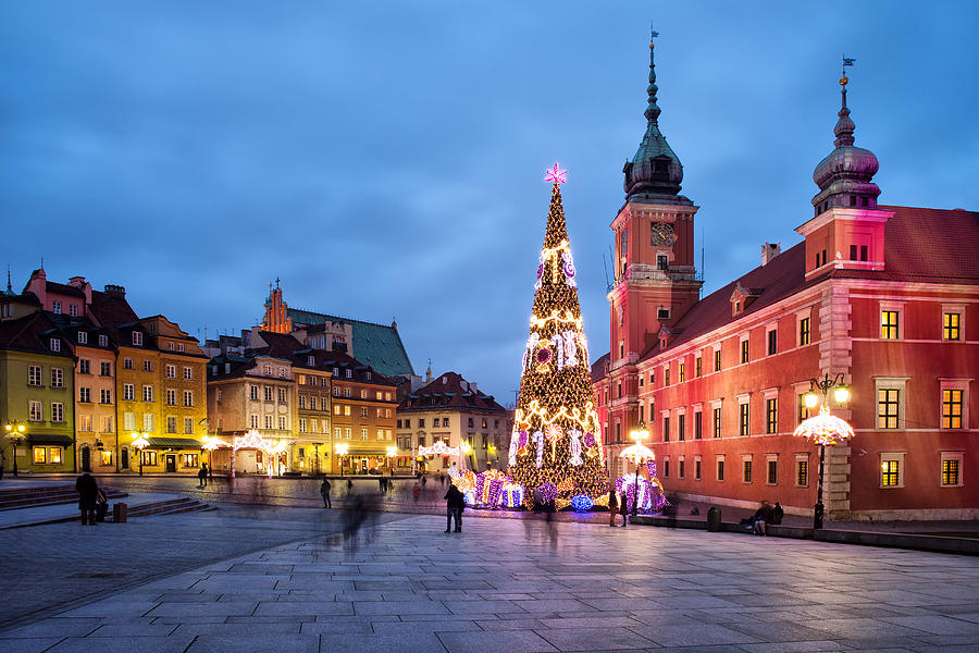 Castle Photograph - Christmas in Old Town of Warsaw in Poland by Artur Bogacki