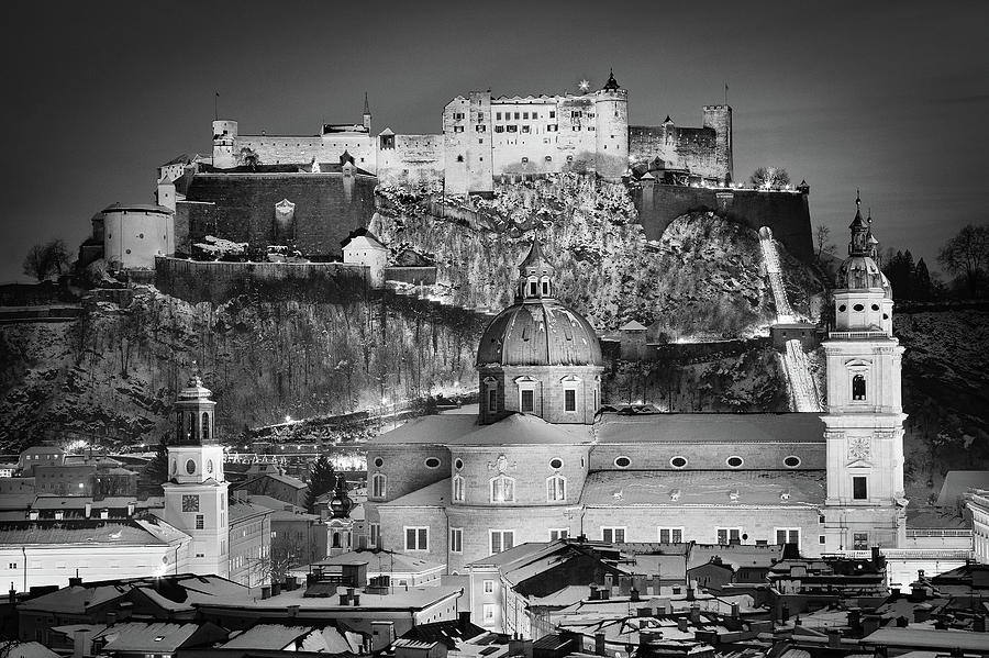 Christmas In Salzburg BW Photograph by JR Photography