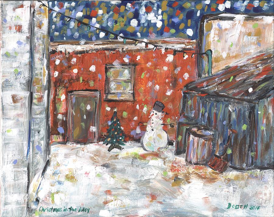 Christmas in the Alley Painting by David Dossett