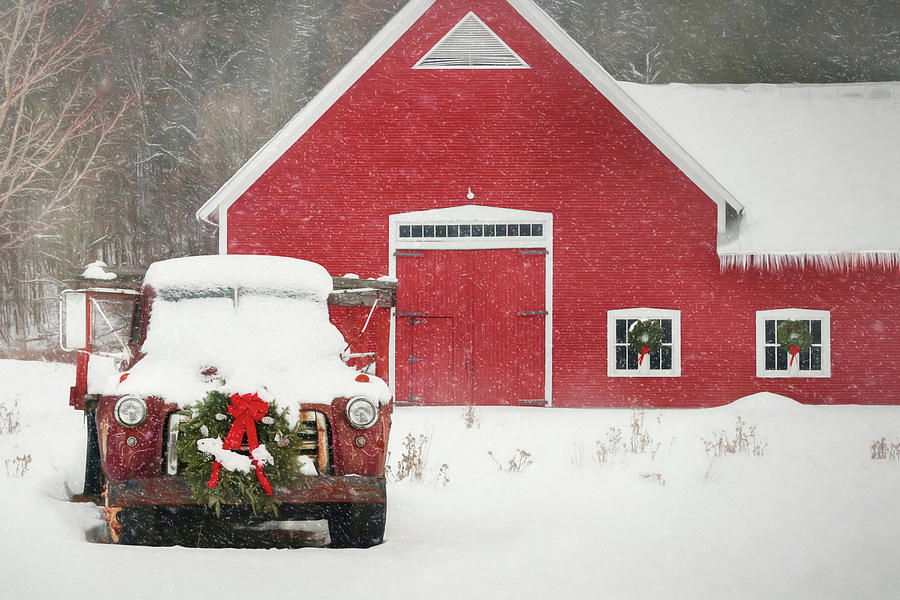 Barn Photograph - Christmas in Vermont by Lori Deiter