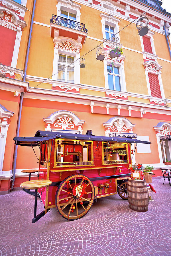Christmas kiosk wagon street view in Opatija Photograph by Brch Photography