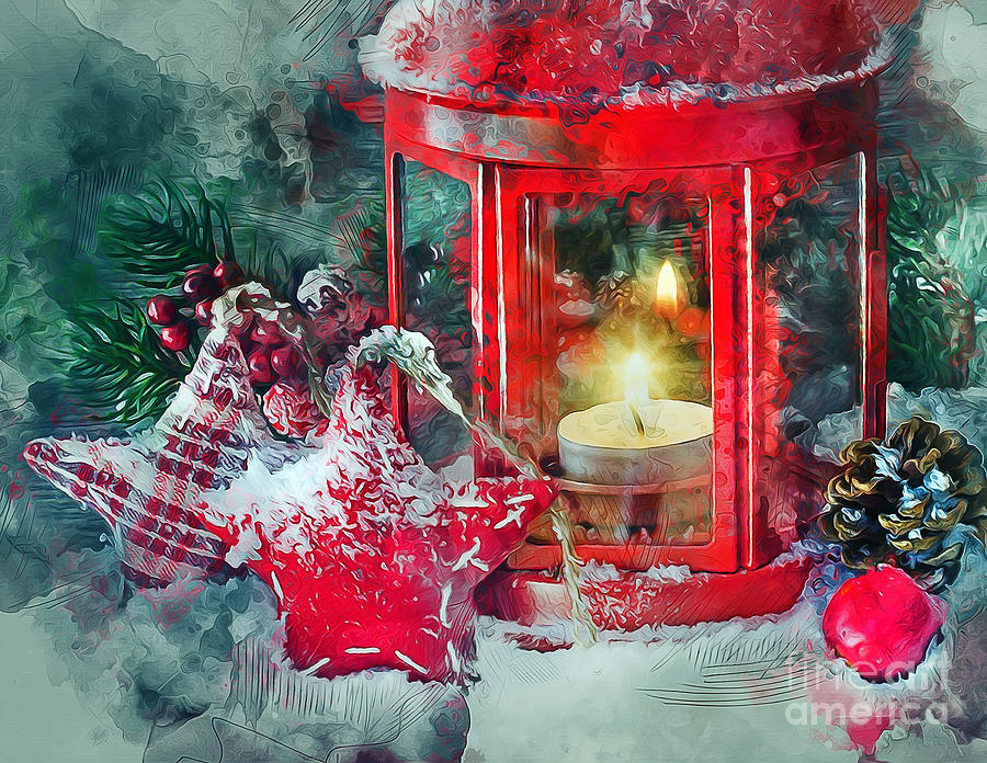 Christmas Mixed Media - Christmas Lantern by Ian Mitchell