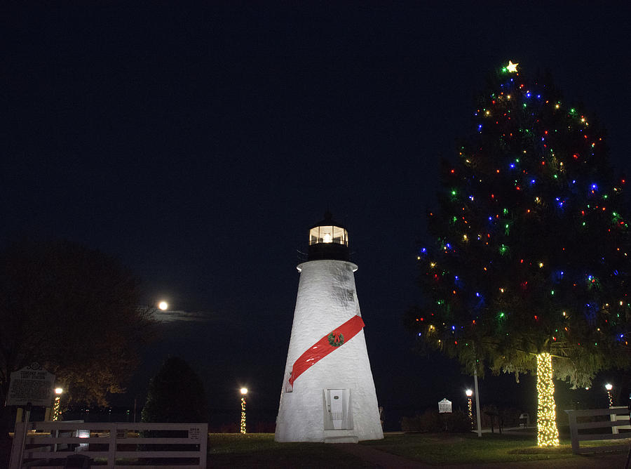 Christmas Lighthouse Photograph by Gary Wightman