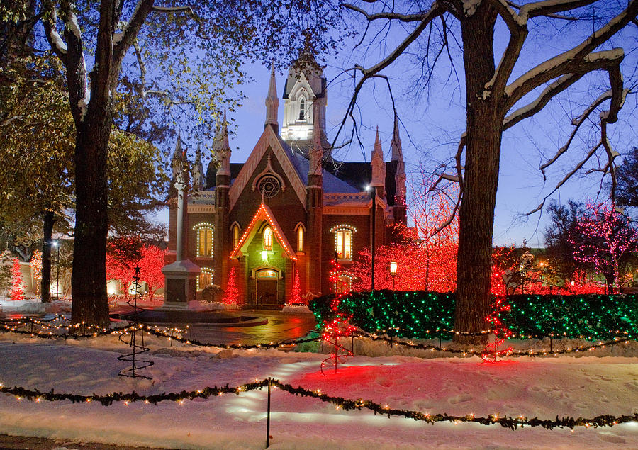 Christmas Lights At Temple Square Photograph by Douglas Pulsipher
