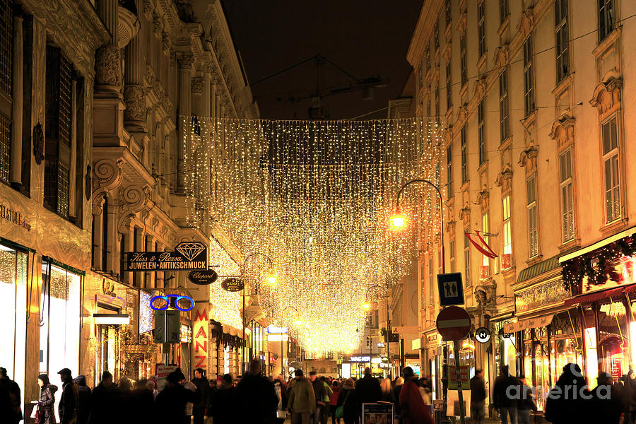 Christmas Lights on Kohlmarkt Vienna Photograph by John Rizzuto