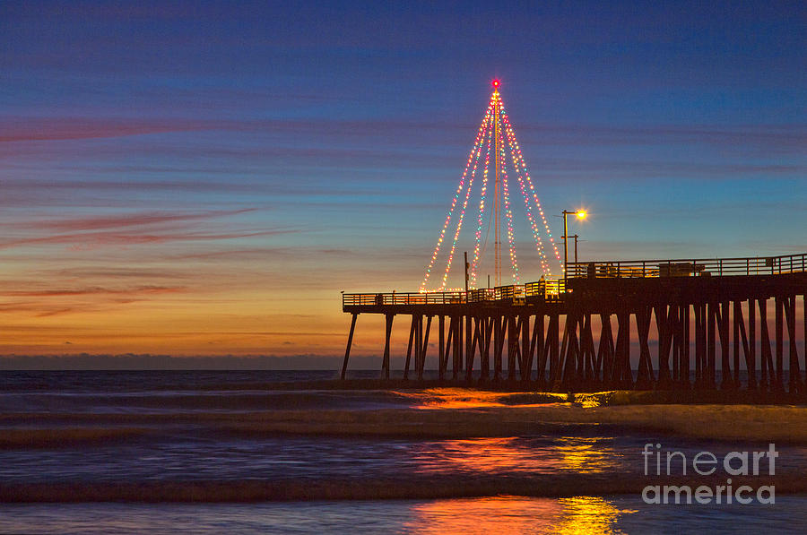 Christmas Lights On The Pismo Pier Photograph by Mimi Ditchie
