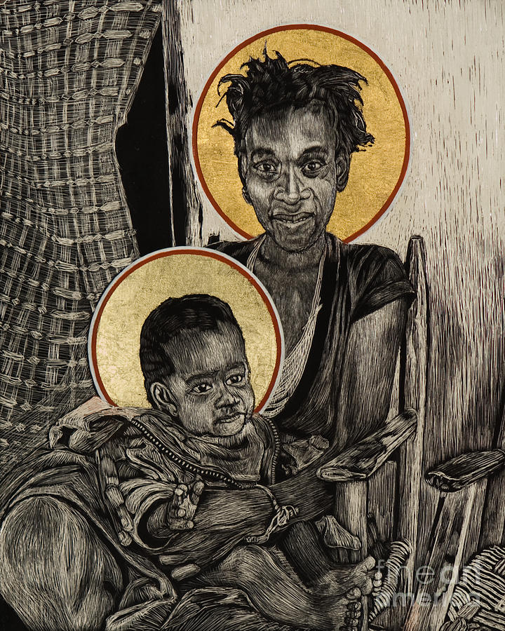 Christmas Madonna - Haiti - LWCMH Painting by Lewis Williams OFS