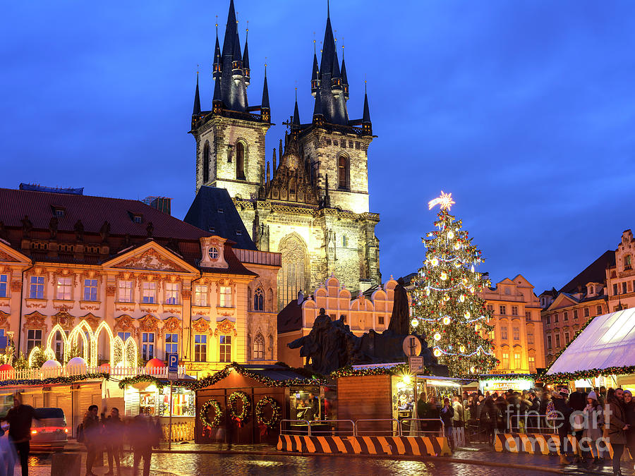 Christmas Market in Old Town Square Prague Photograph by John Rizzuto
