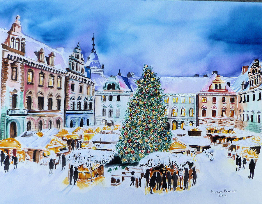 Christmas Market Painting by Susan Bauer