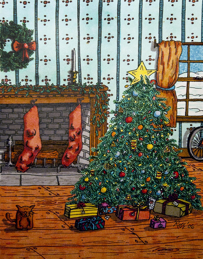 Christmas Drawing - Christmas Memories by Ross Powell