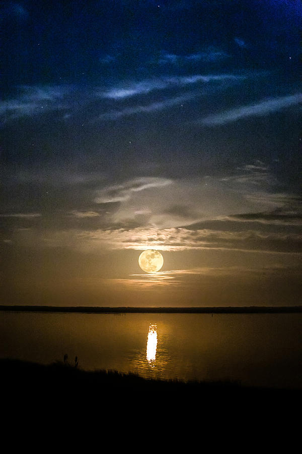 Christmas Moon on Cedar Island Bay Photograph by Paula OMalley
