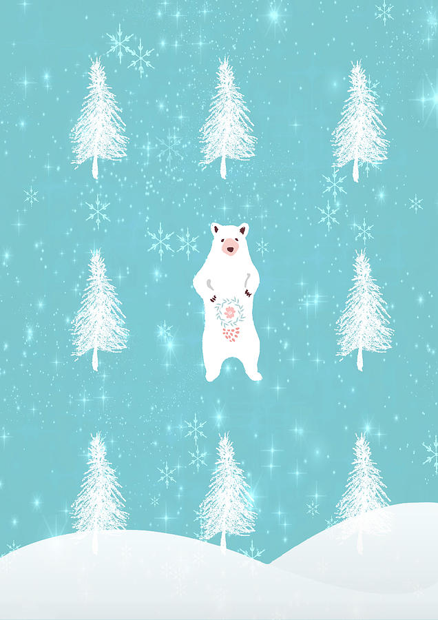 Christmas Dawn - White Bear Mixed Media by Amanda Jane - Fine Art America