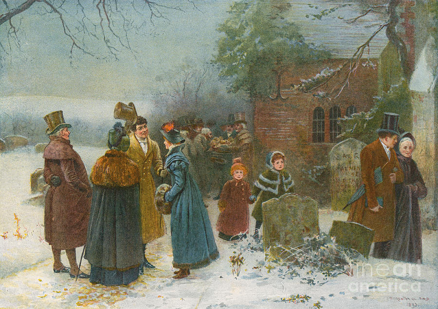 Christmas Painting - Christmas Morning  Neighbourly Greetings, and Doles to the Poor and Needy by Edward Frederick Brewtnall