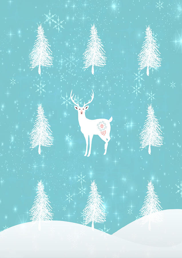 Christmas Mixed Media - Christmas Dawn - White Stag by Amanda Jane