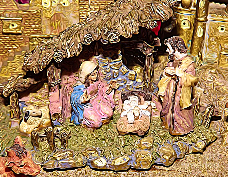 Christmas Nativity Scene Expressionist Effect Photograph by Rose Santuci-Sofranko