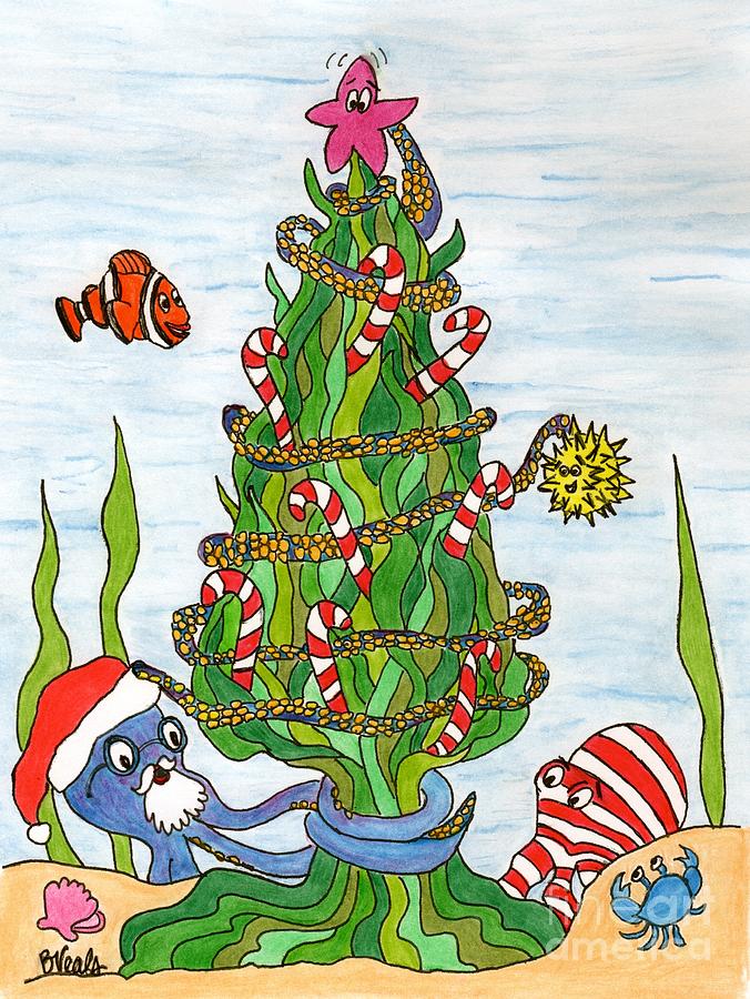 Christmas of the Sea Tree Drawing by Bev Veals