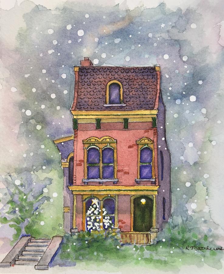 Christmas on North Hill Painting by Rebecca Matthews
