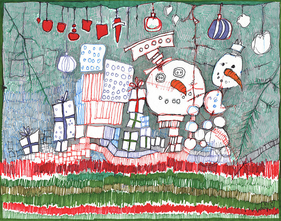 Christmas On The Edge Drawing by Sandra Church