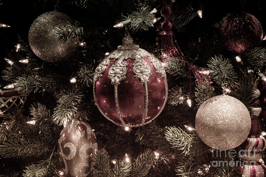 Christmas Ornaments Faded Photograph by Tracy Brock