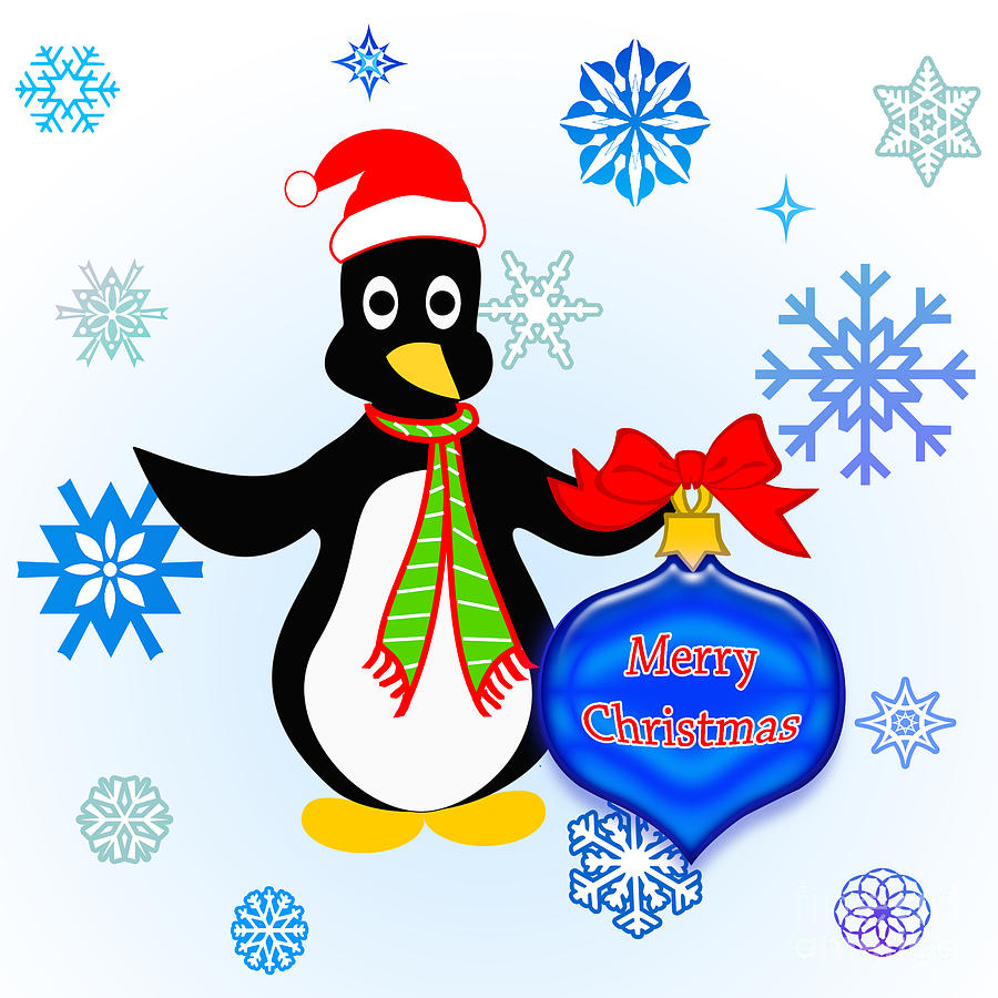 Penguin Digital Art - Christmas Penguin by Two Hivelys