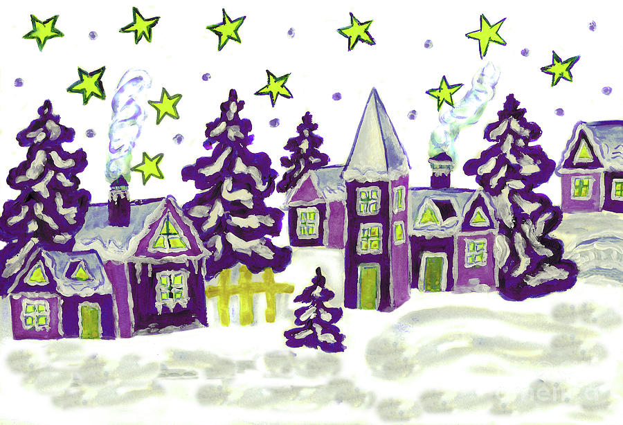 Christmas picture purple Painting by Irina Afonskaya