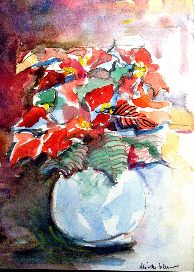 Christmas Poinsettia Painting by Mindy Newman