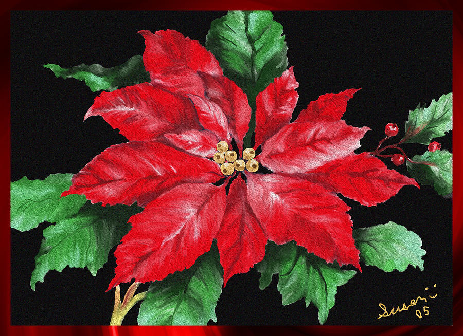CHristmas Poinsettia Painting by Susan Kinney