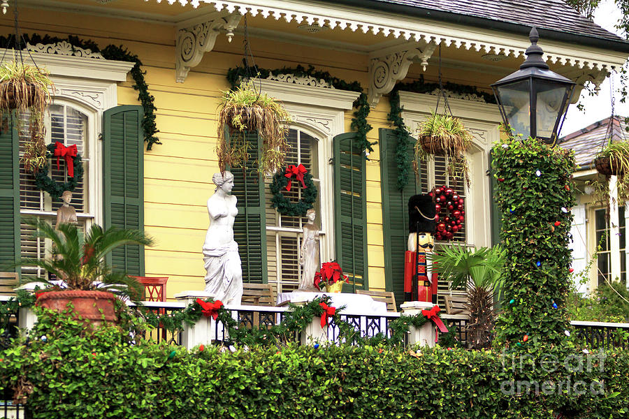 Christmas Porch in the French Quarter New Orleans Photograph by John Rizzuto