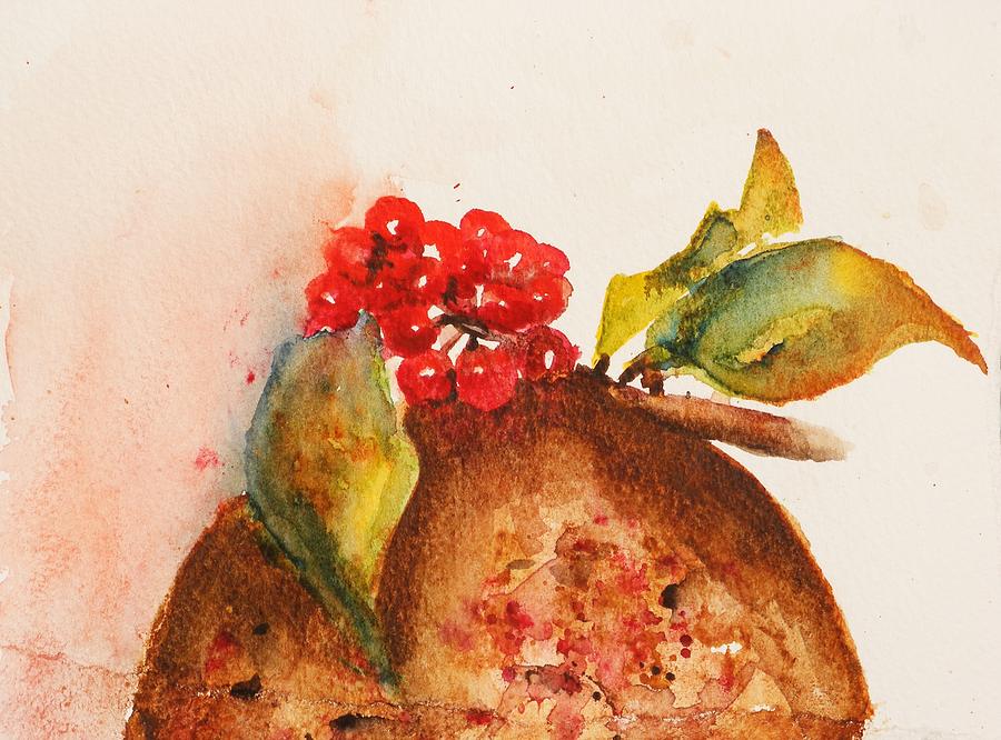 Christmas Card Painting - Christmas Pud by Lucia Del