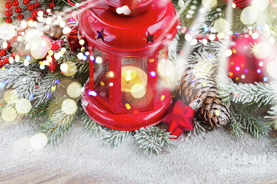 Christmas Red Lantern  Photograph by Anastasy Yarmolovich