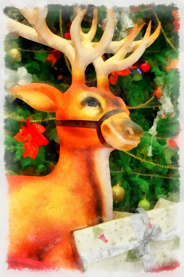 Christmas Painting - Christmas Reindeer by Esoterica Art Agency