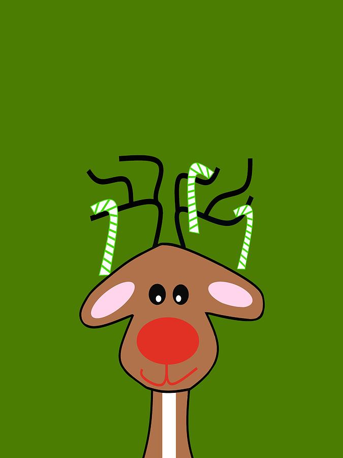 Christmas Reindeer Green Digital Art by Kathleen Sartoris