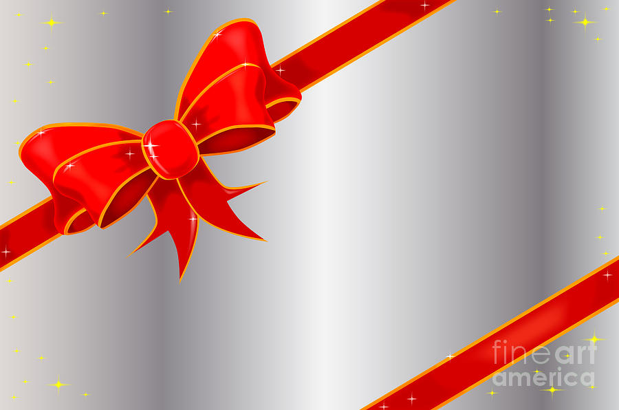 Christmas Ribbon on Silver Digital Art by Bigalbaloo Stock - Fine Art ...