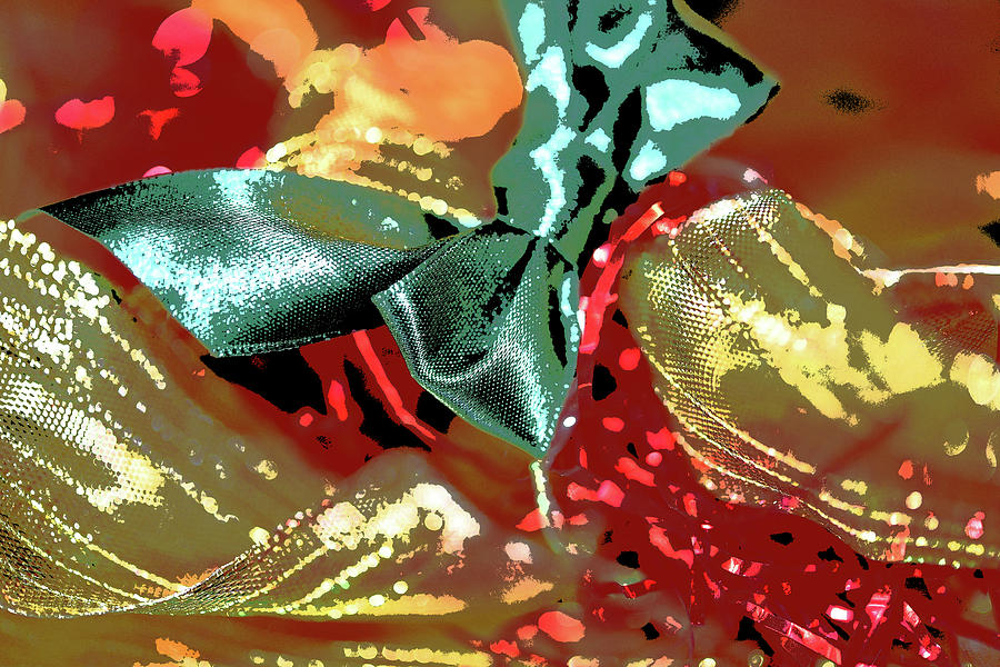 Christmas Ribbons and Bows Photopainting 2 Digital Art by Linda Brody