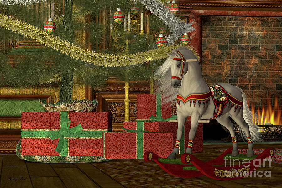 Christmas Rocking Horse Digital Art by Corey Ford