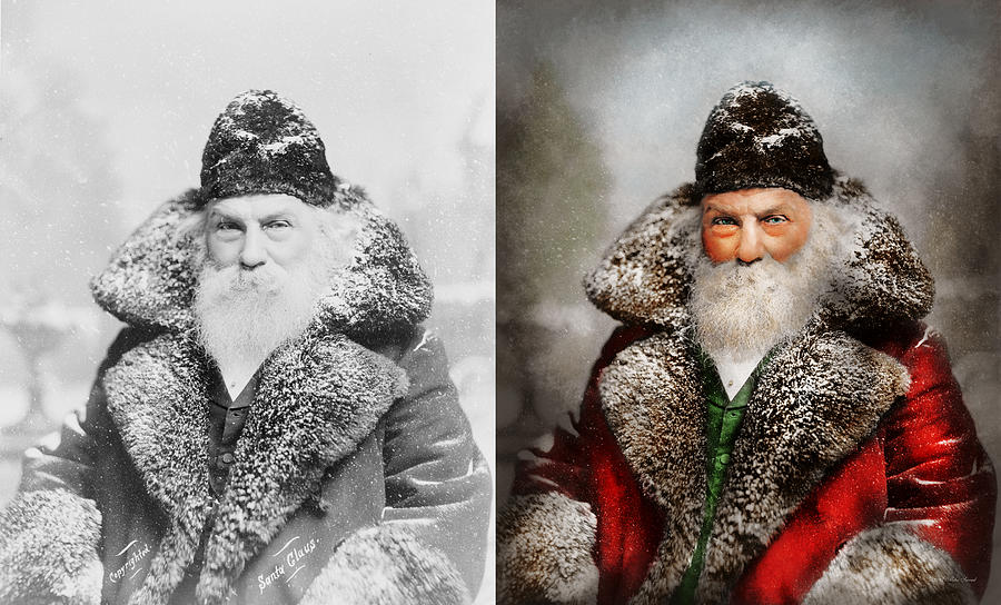 Christmas - Santa - Saint Nicholas 1895 - Side by Side Photograph by Mike Savad