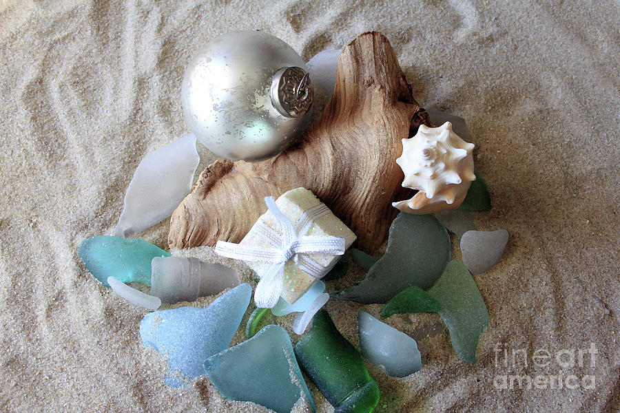 Christmas Seaglass Still Life Photograph by Mary Haber