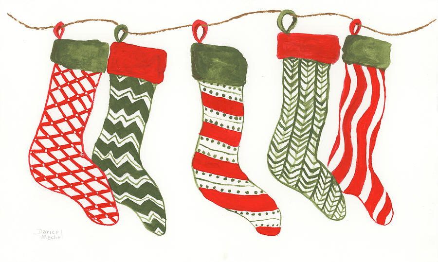 Christmas Stockings Painting by Darice Machel McGuire