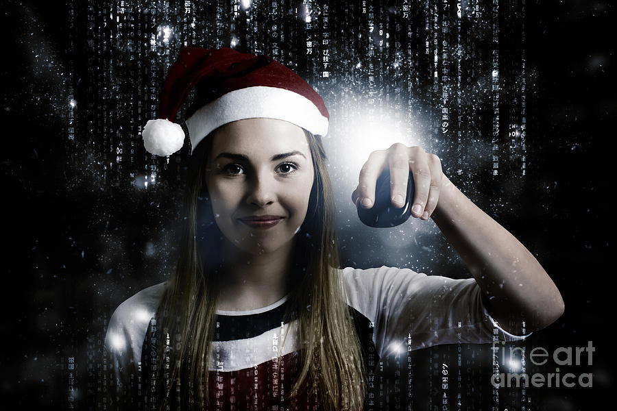 Christmas technology woman shopping online Photograph by Jorgo Photography