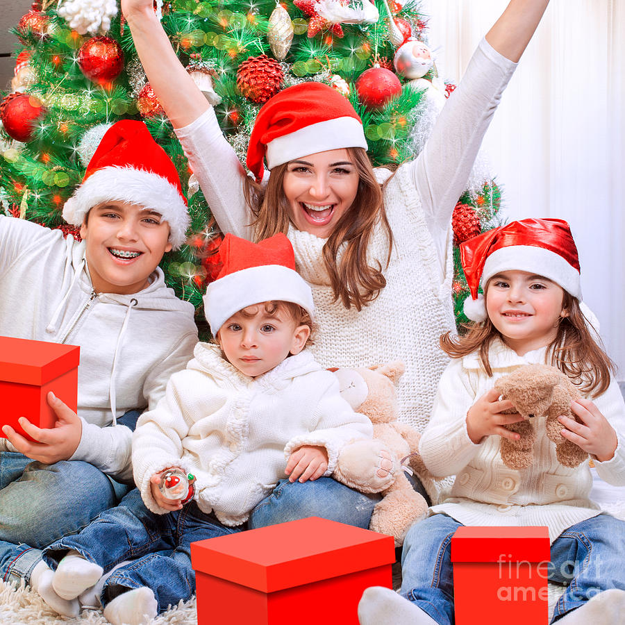Christmas time family portrait Photograph by Anna Om