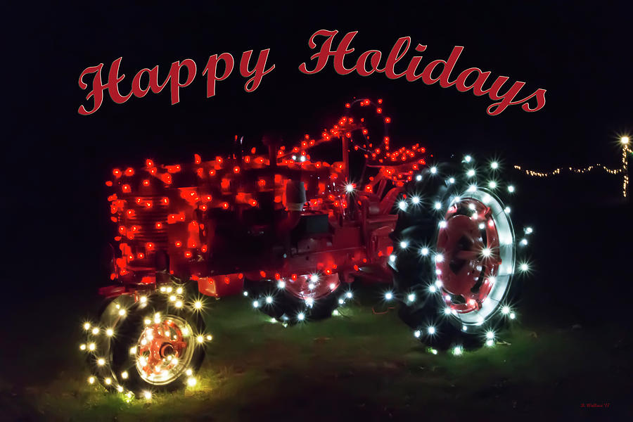 Christmas Tractor - Happy Holidays Mixed Media by Brian Wallace