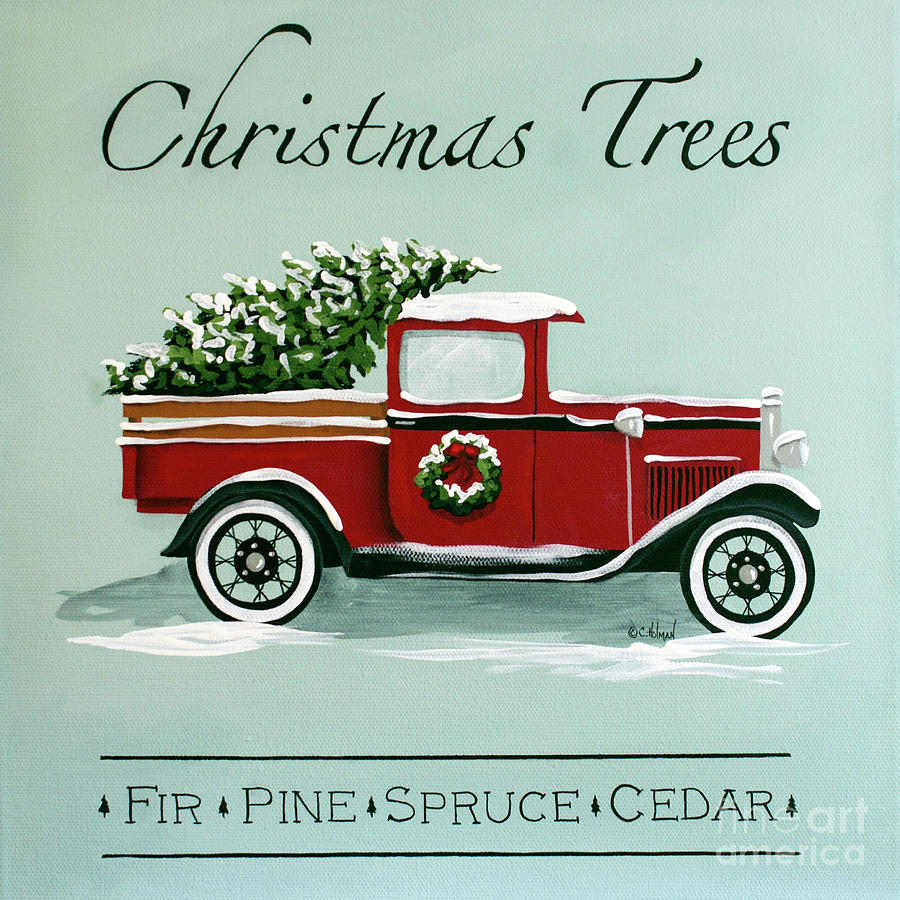 Christmas Painting - Christmas Tree Farm Sign  by Catherine Holman