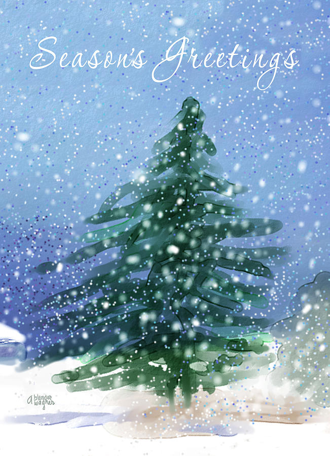 Christmas Tree In The Snow Digital Art by Arline Wagner