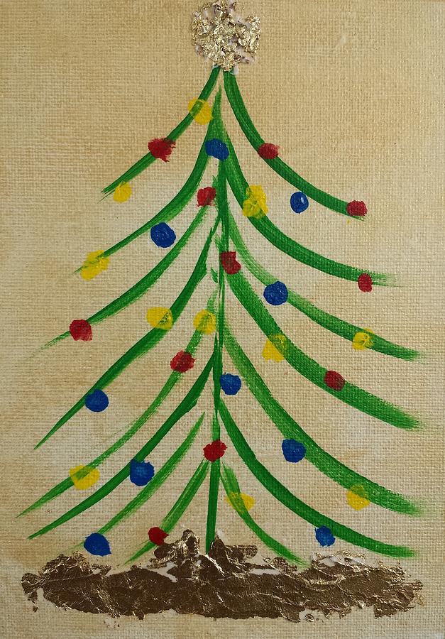 Christmas Tree Painting by Judy Jones